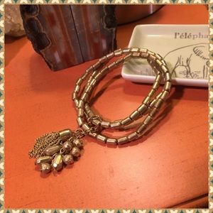 Gold Stretch Bracelets with Tassel Charm